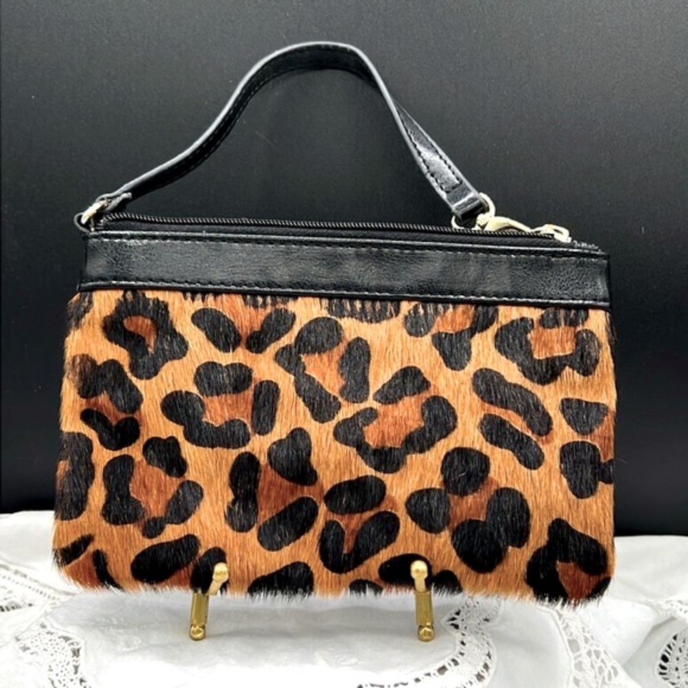 Aqua Madonna EUC Cheetah Fur Cowhide Leather Small Purse (P004) - Picture 1 of 5